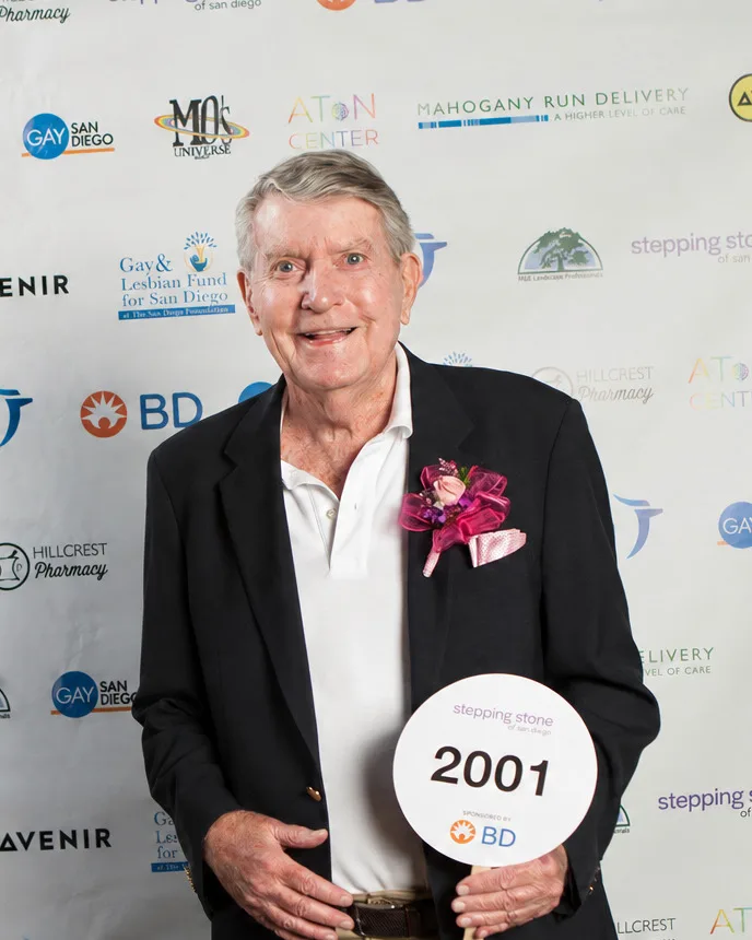 Peter Jarman, a legacy donor, smiling at a Stepping Stone event